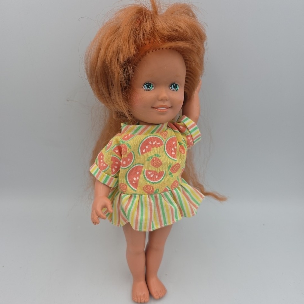 Vtg 1987 Dolly Surprise Doll Playskool Growing Hair Doll 10" Tall Red Hair